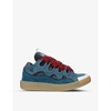 Lanvin Curb Sneakers In Suede And Fabric Color Blue And Red In Blue