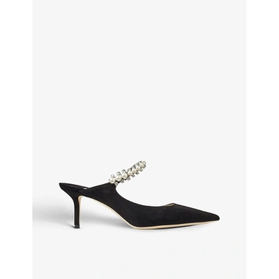 Jimmy Choo Womens Black/white Bing 65 Crystal-embellished Patent-leather Heeled Mules 7 In Black/white