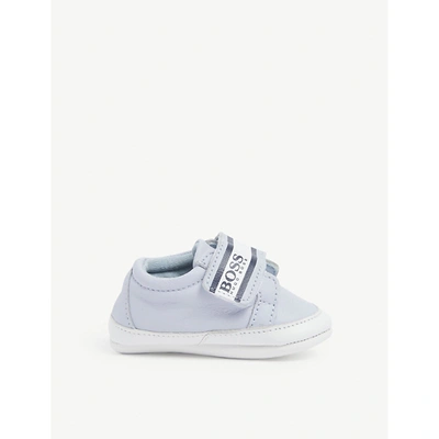 Hugo Boss Babies' Pale Blue Logo-print Leather Shoes 1-18 Months 1