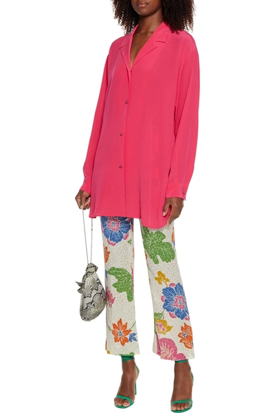 Etro Floral-print Silk-satin Jacquard Bootcut Pants In Ecru