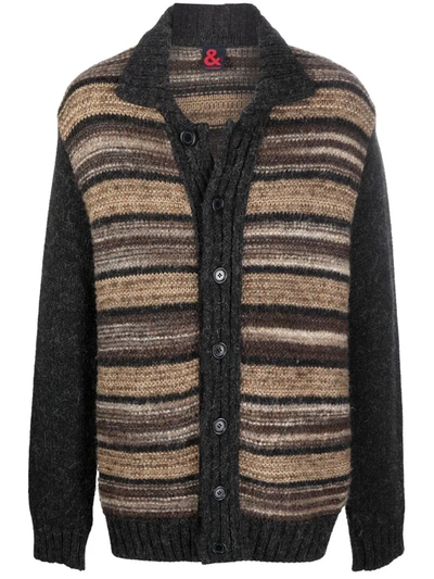 Pre-owned Dolce & Gabbana 1990s Striped-knit Cardigan In Brown