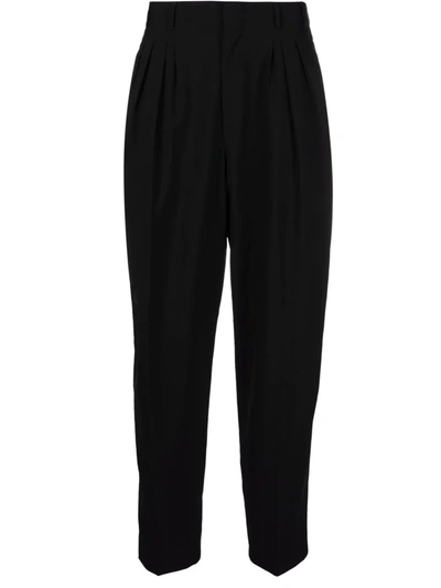 Pre-owned Versace 1980s Tapered Wool Trousers In Black