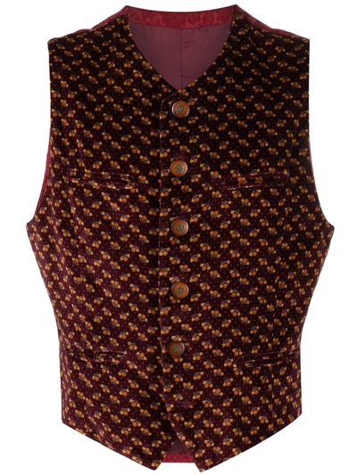 Pre-owned Dolce & Gabbana 1990s Floral-print Waistcoat In Red