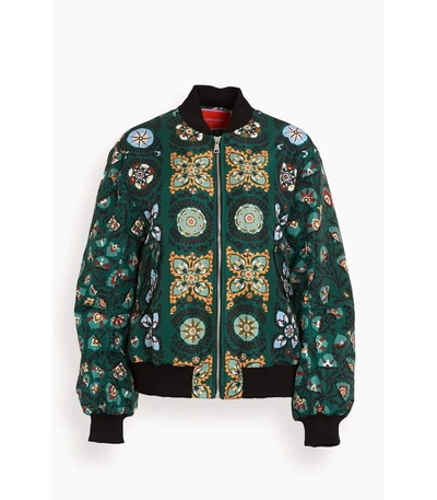 La Doublej Suzany-print Faille Bomber Jacket In Multi