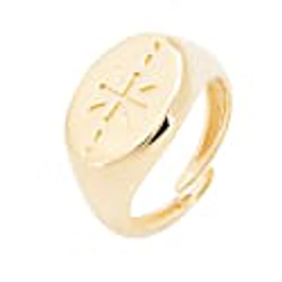 Latelita Signet Ring Star Burst Gold