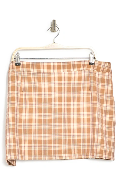 Abound Plaid Print Woven Mini Skirt In Tan Multi Plaid