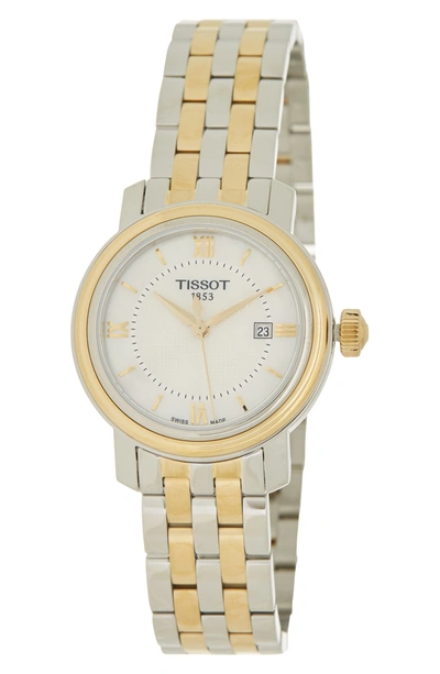 Tissot Bridgeport Stainless Steel Mother Of Pearl Bracelet Watch, 29mm In Black
