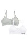 Calvin Klein Kids' Seamless Soft Crop Bras In Heather/white