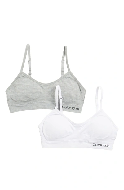 Calvin Klein Kids' Seamless Soft Crop Bras In Heather/white