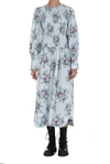 Ganni + Net Sustain Shirred Floral-print Organic Cotton-poplin Midi Dress In Blue