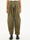 Balmain High-waist Paperbag Tailored Trousers In Green