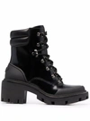 Tory Burch Leather And Rubber Ankle Boots With Tracked Sole In Black