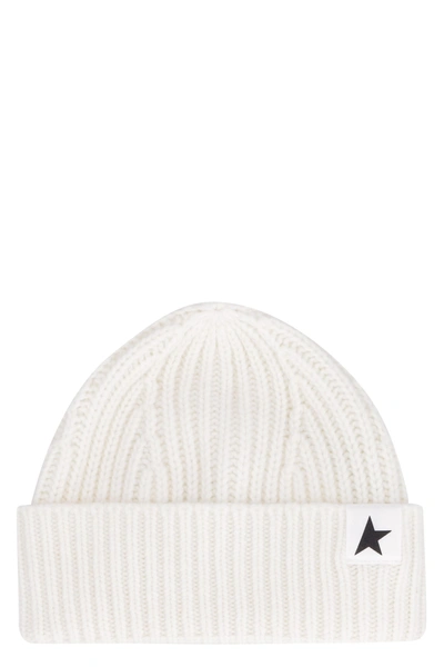 Golden Goose Damian Ribbed Knit Beanie In Ivory