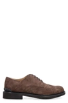 Tod's Suede Lace-up Derby Shoes In Khaki