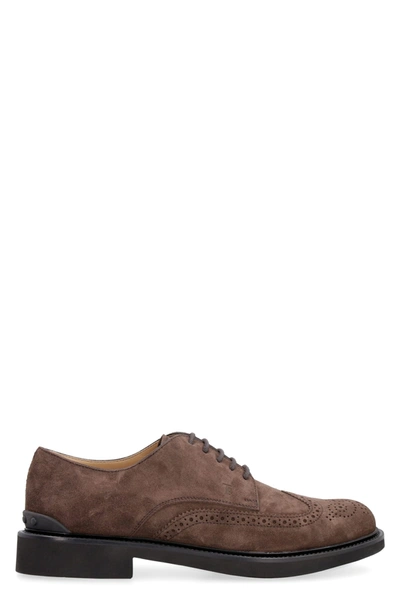 Tod's Suede Lace-up Derby Shoes In Brown