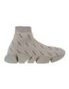 Balenciaga Speed 2.0 Logo-print Stretch-knit Slip-on Sneakers In Sand/black