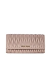 Miu Miu Metallic Logo Zip-around Wallet In Opale