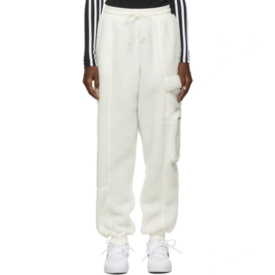 Adidas X Ivy Park White Teddy Cargo Lounge Pants In Core White