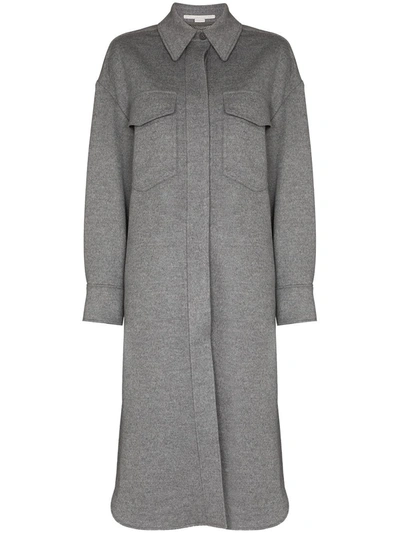 Stella Mccartney Grey Long Wool Shirt Coat
