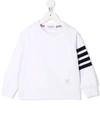 Thom Browne Kids White 4-bar Cotton Sweatshirt In White