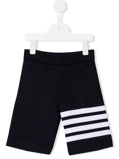 Thom Browne Kids' 4-bar 条纹短裤 In Blue