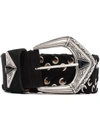 Etro Rivet-embellished Suede Belt In Black
