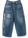 Mm6 Maison Margiela Girls Denim Blue Kids Logo-print Denim Jeans 8-16 Years 16 Years In Blue
