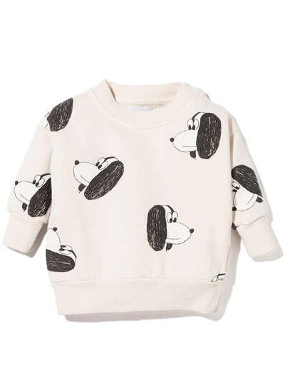 Bobo Choses Babies' Dog Print Crew Neck Sweatshirt In Neutrals