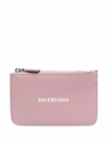 Balenciaga Logo-print Zip-fastening Wallet In Pink/white