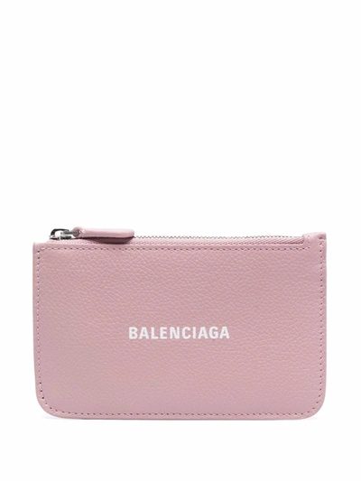 Balenciaga Logo-print Zip-fastening Wallet In Pink/white