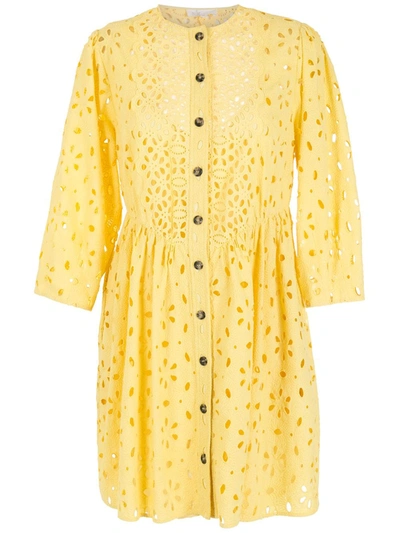 Nk Sasha Broderie Anglaise Mini Dress In Yellow