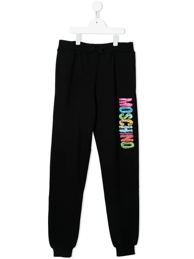 Moschino Kids' Logo-print Jogging Trousers In Black