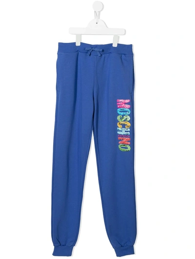 Moschino Kids' Logo-print Jogging Trousers In Blue