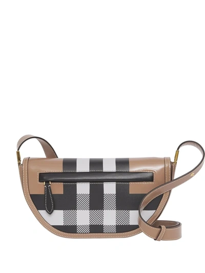 Burberry Olympia Check Shoulder Bag In Neutrals