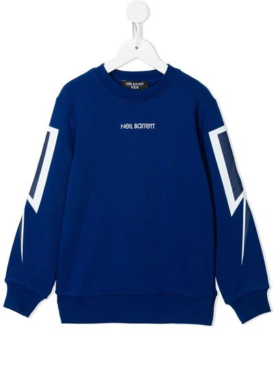 Neil Barrett Kids' Logo-print Sweatshirt In Blue