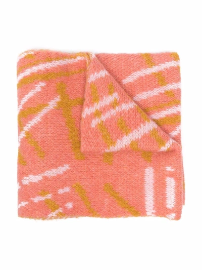 Bobo Choses Babies' Logo刺绣针织围巾 In Pink
