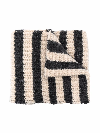 Bobo Choses Babies' Striped Chunky-knit Scarf In Grey