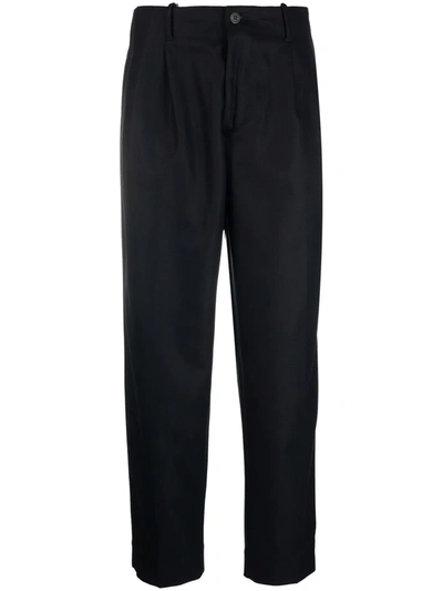 Costumein High-waisted Cropped Cotton Trousers In Black