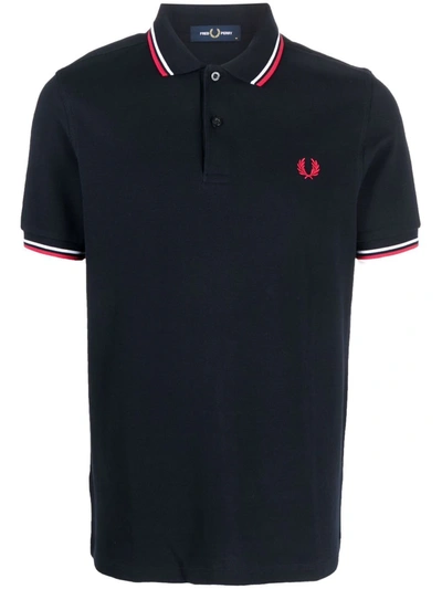 Fred Perry Mens Twin Tipped Shirt In Nvy Swht Bntred