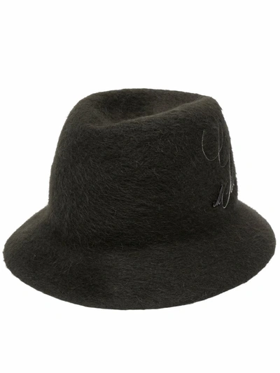 Junya Watanabe Embossed Logo Felt Fedora In Green