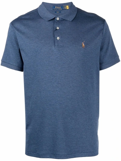 Polo Ralph Lauren Embroidered-logo Short-sleeved Polo Shirt In Blue