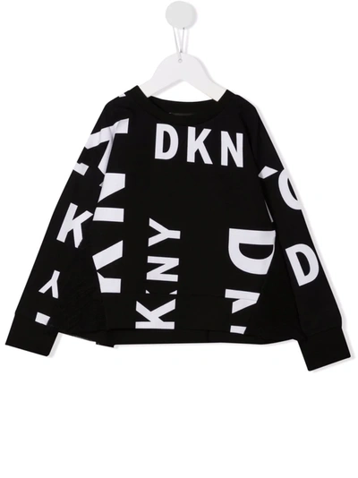 Dkny Kids' Logo-print Ruffle Sweatshirt In Black
