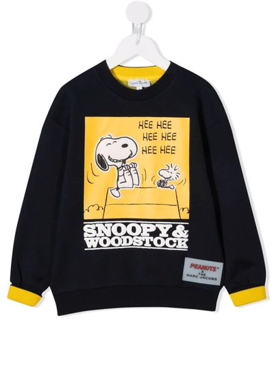 Marc Jacobs Kids' Snoopy-print Crewneck Sweatshirt In Navy