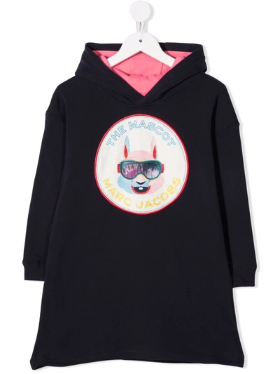 Marc Jacobs Kids' Logo-patch Hooded Dress In Blue