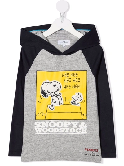 The Marc Jacobs Kids' Snoopy-print Cotton Hoodie In Grey