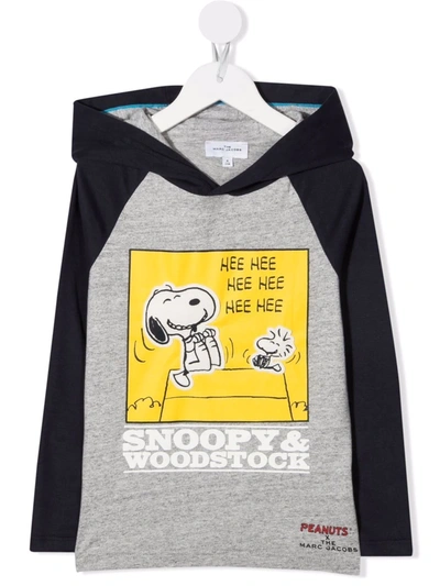 Marc Jacobs Kids' Snoopy-print Cotton Hoodie In Grey