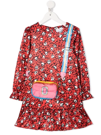 The Marc Jacobs Kids' Logo印花长袖连衣裙 In Red