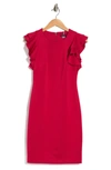 Tommy Hilfiger Plus Size Sheath Flutter Sleeve Dress In Scarlet