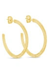 Sterling Forever 14k Gold Plated Herringbone Chain Hoop Earrings In Gold