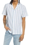 NATIVE YOUTH STRIPE COTTON SHORT SLEEVE BUTTON-UP SHIRT,NMSH22D